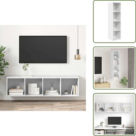 The Living Store TV-Wandschrank Weiß 37x37x142,5 cm Holzwerkstoff - Wandhalterung (1/5)