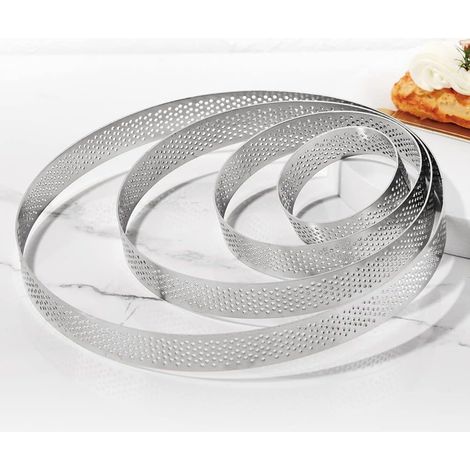 4 Anneau à tarte,Acier inoxydable,Perforé,Diamètres 6-20cm,Pâtisserie