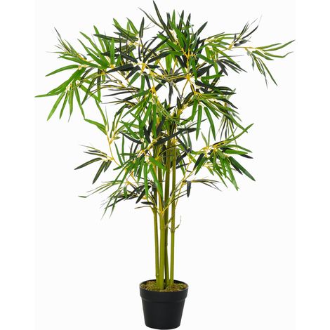 Bambù in Vaso Artificiale, Pianta Finta Decorazione per Interno ed Esterno, Altezza 120cm, Verde