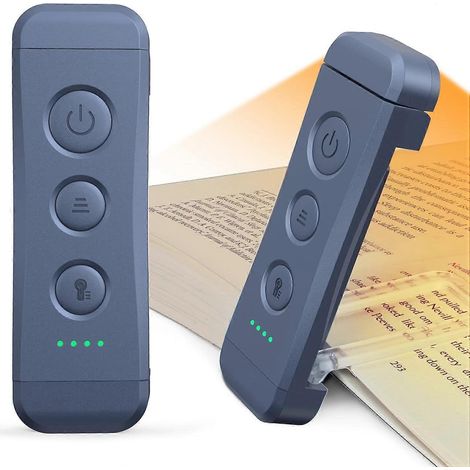 Glocusent Leselampe, USB-wiederaufladbare Leselampe, geeignet zum Lesen im Bett, tragbare LED-Leselampe zum Anklemmen, 3 bernsteinfarbene Lichtfarben und 5 einstellbare Helligkeitsstufen, kompatibel (1/5)