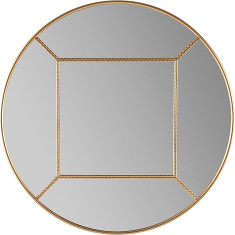Miroir mural rond design en métal doré KALY - Ø 73cm (1/3)