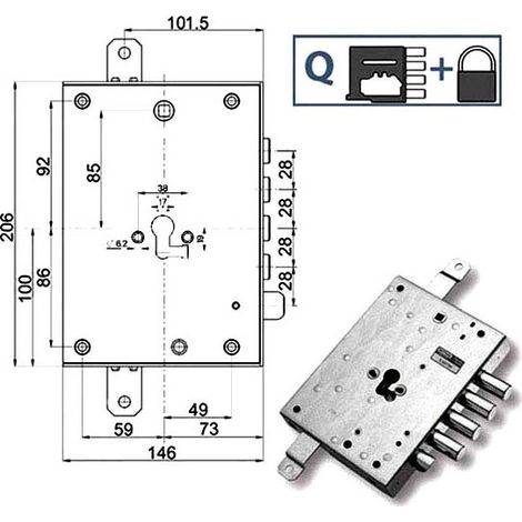 Cerradura Sic.Triple Izquierda 89845 Mottura