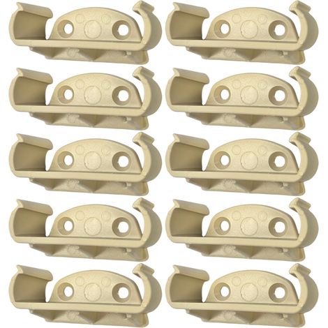 10x Embout support de latte 63 x 12 mm en plastique pour sommier cadre bois Embout Lit Meuble Fixation Agrafe Vis, Beige (1/5)