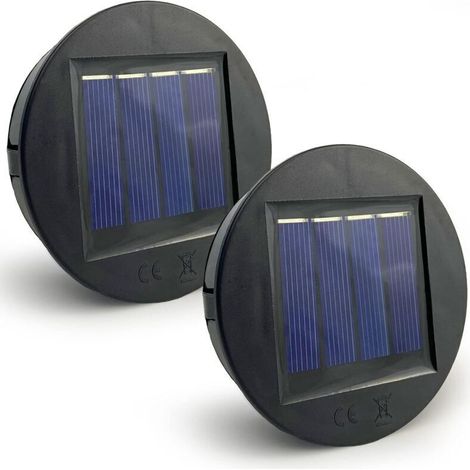 2er-Pack Solarleuchten – Ersatz mit 8 cm Durchmesser und transparenter LED-Solarabdeckung, wasserdichte IP65-Solar-LED-Abdeckung für Solarleuchten im Garten und an der Wand