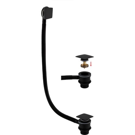 RAK Black Square Bath Clicker Waste and Overflow - RAKL9022SQB