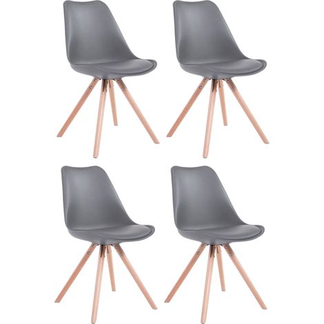 Set di 4 sedie Toulouse in ecopelle rotonde grigio natura