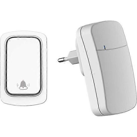 Sonnette sans fil sans pile, portée jusqu'à 200 m, 38 sonneries, 3 niveaux de volume, facile à installer (blanche) (1/5)