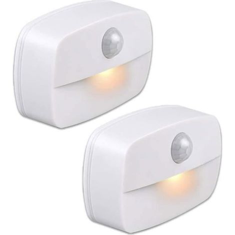 Lampe Veilleuse LED automatique [2 pièces] applique murale avec détecteur de mouvement autocollante veilleuse murale (blanc) (1/4)