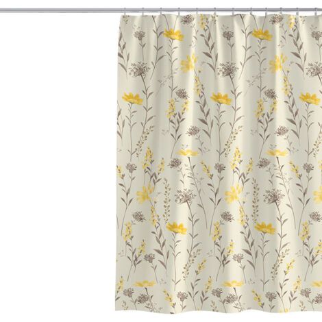 Duschvorhang mit Pflanzen- und Blumenmuster, 100 x 200 cm, dicker, schimmelresistenter Polyesterstoff, ideal für die Badezimmerdekoration, wasserdicht, mit Haken, maschinenwaschbar und langlebig (1/5)