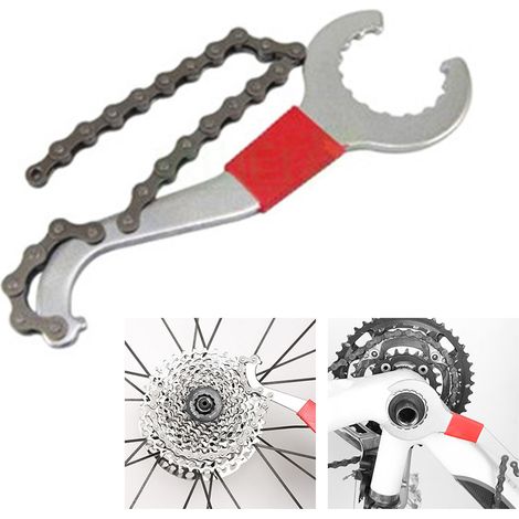 Kit d'outils de réparation de vélo 7 pièces : clé pour démonter la cassette, dérive-chaîne, extracteur de manivelle, clé à rayons, outil pour démonter le boîtier de pédalier et la roue libre (1/3)