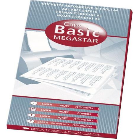 Megastar Etichette Autoadesive Bianche 210x148 mm, 2 per Foglio, 200 Etichette - Laser, Inkjet, Fotocopiatrici