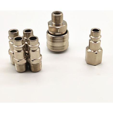 6 PCS Raccords de compresseur 1/4"BSP Raccord Rapide Pneumatique Européen Coupleur pneumatique d'air kit compresseur accessoire d'air tuyau air comprimé