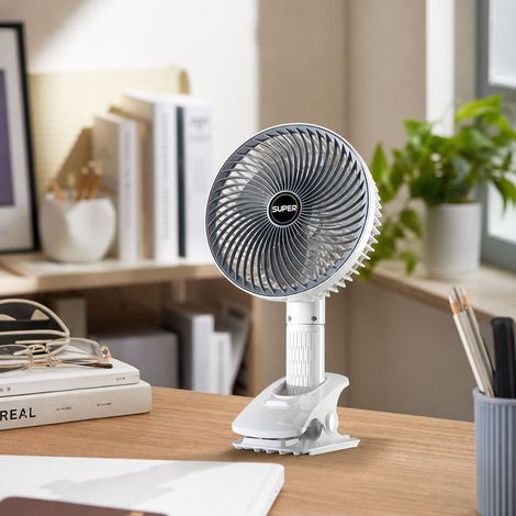 Ventilateur USB Rechargeable 4-en-1 Pince Mural Portable 3 Vitesses Silencieux Rotation 360° Type-C pour Bureau Chambre (1/4)