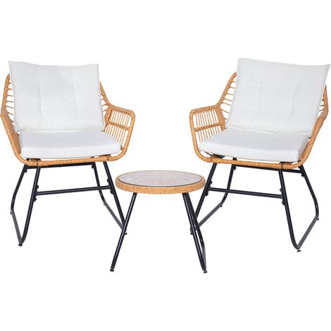 SVITA AMALFI Rattan Sitzgruppe Outdoor Gartenlounge 2 Personen Balkonset Natur (1/5)