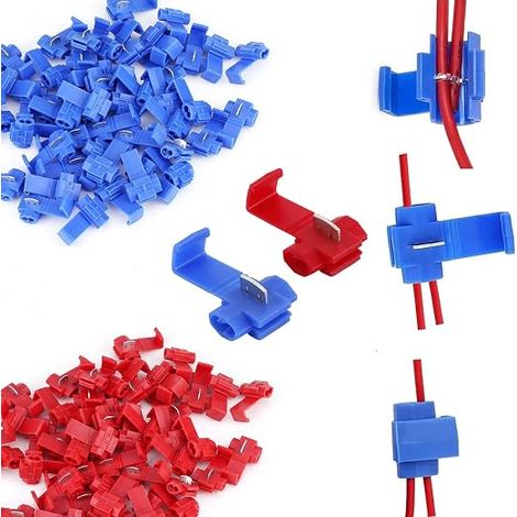 60 Cosse Electrique Connecteur Rapide, Connecteur Derivation Auto-Denudants Rapide, Cosses Electriques a Sertir, Verrouillage Connecteurs (30 Rouge, 30 Bleu (1/5)