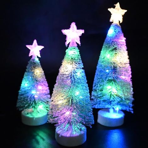 3 Pièces Petit Arbre de Noël avec Lumières Arbre de Noël de Table avec Lumières Décoration de Fête de Noël Ornements de Table Bureau à Domicile Décor de Table Mini Arbre de Noël de Bureau (A) (1/5)