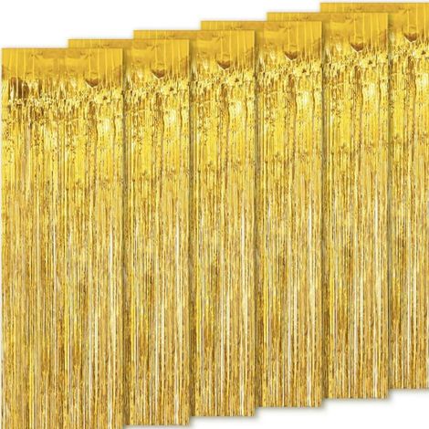 Rideaux métalliques Lametta (6 pièces), rideaux à anneaux dorés, parfaits pour les anniversaires, les fêtes et les mariages. (1/5)