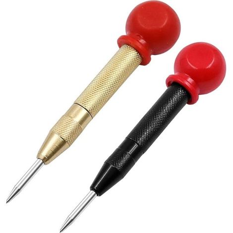 2PCS Pointeau Central Automatique 13cm Acier Pointeau Automatique Impact Réglable Center Punch Automatique avec Capuchon Precision Pointeau Automatique pour Métal Bois- Doré Noir (1/5)