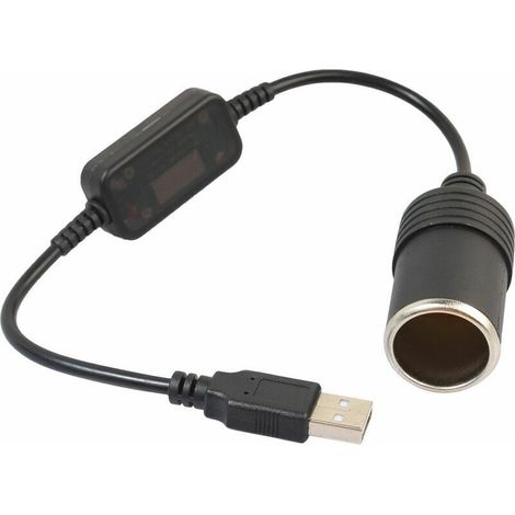 V USB-A-Stecker auf 12 V Auto-Zigarettenanzünderbuchse, Konverter für Auto-Zigarettenanzünder, Fahrrekorder, DVR, Armaturenbrettkamera, GPS (unter 8 W), 30 cm / 12 Zoll (1/4)