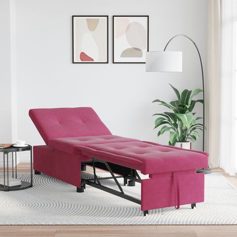 Schlafsofa Weinrot 67 x 194 x 38 cm Samt vidaXL (1/5)