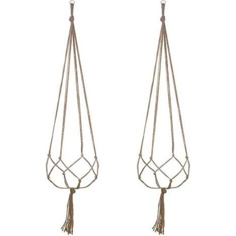 Lot de 2 Suspension Plante pour Pot de Fleurs Cache-Pots Suspension en Corde Suspension Plante Macramé Porte Décoration pour Interieur et Extérieur Suspendue Décoration Balcon Maison (122cm) (1/5)