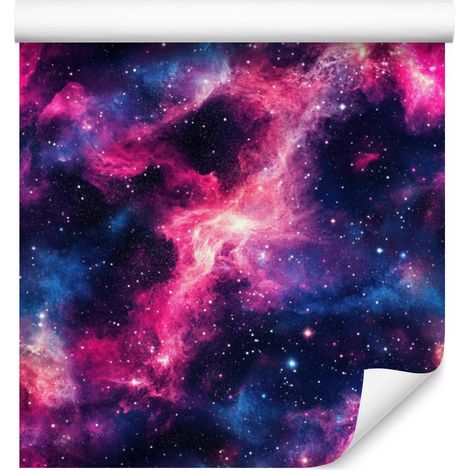 Carta da parati acquerello galassia blu navy e viola per soggiorno e camera da letto 50x1000 (1/5)