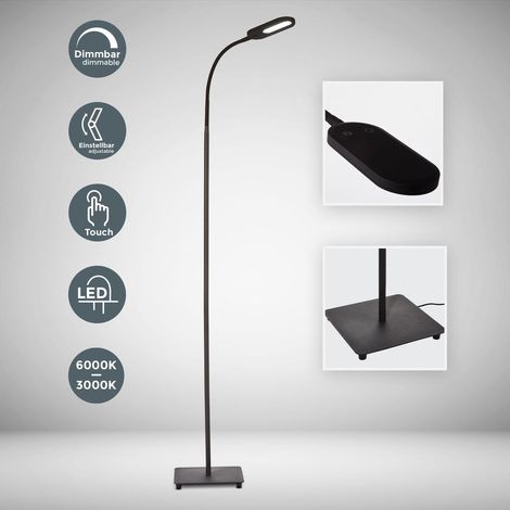 Stehlampe - 6,5W, 600lm, LED, dimmbar, schwenkbar, touch, CCT, Schwarz