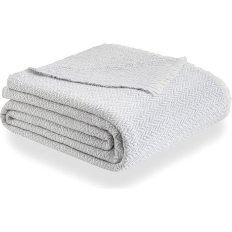 Couverture en Coton Extra Doux 4 Saisons pour canapé, Plaid Multifonction pour canapé, Couvre-lit Gris Clair, 230 x 240 cm (1/5)