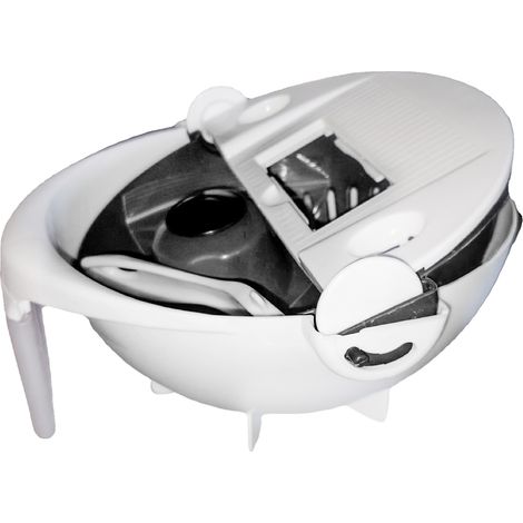 Multifunktionaler, rotierender Gemüseschneider mit großem Abtropfkorb, tragbares Küchenutensil (1/5)