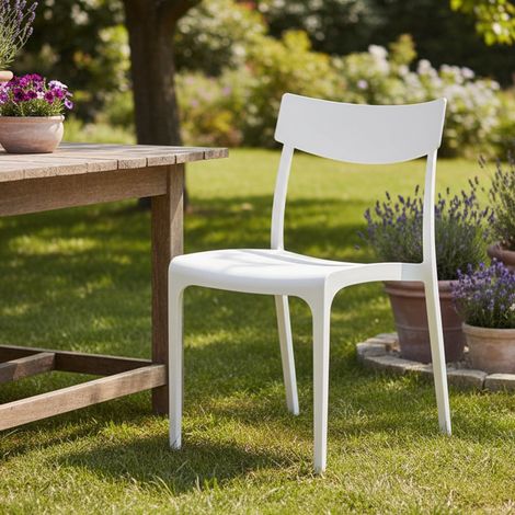 Dmora - Gartenstuhl Orcus, Gartensitz, Outdoor-Stuhl, Outdoor-Sessel, Made in Italy, 54x46 h80 cm, Weiß (1/3)