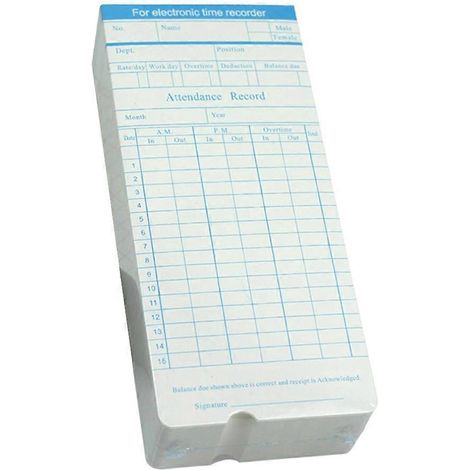 100 Blatt Zeiterfassungskarten für Mitarbeiter (Farbe zufällig)-19x8.4cm-Random Color (1/2)