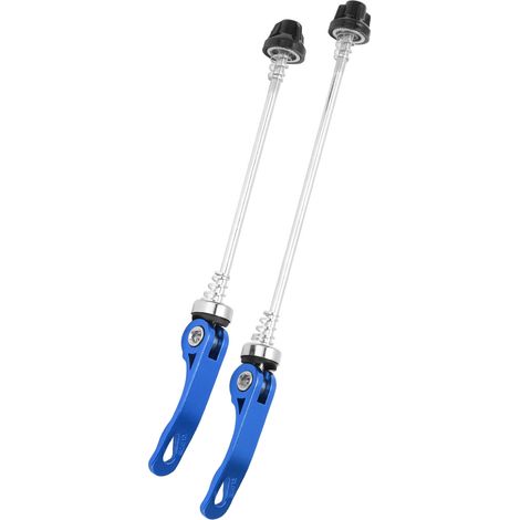 2 Pièces Axe Rapide Vélo 145mm Avant 185mm Arrière, Levier de Libération Rapide Résistant pour Roue de Bicyclette Bleu (1/5)