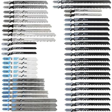 48pcs Lames de Scie Sauteuse à Tige en T, Fabriquées en HCS/HSS, avec étui de rangement pour la coupe du bois (1/4)