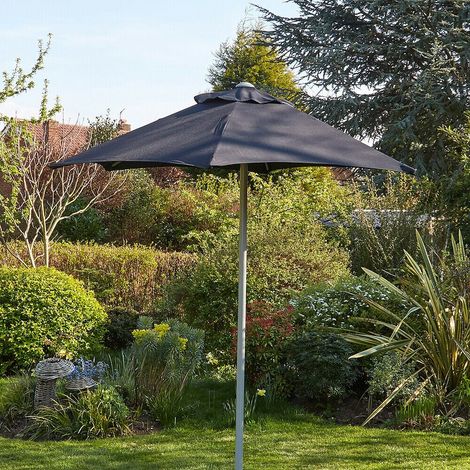 Garden Parasol Black 2 Metre Patio Shade Sun Umbrella Rust Proof Aluminium Pole