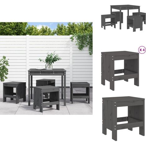 Ensemble à manger de jardin 5pcs gris bois massif de pin - Meubles De Jardin - Salon De Jardin - Set De Jardin - Table De Jardin - Chaises De Jardin (1/5)