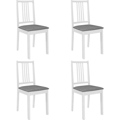 vidaXL Sillas de comedor con cojines 4 unidades madera maciza blanca (1/5)