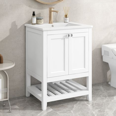 mobile contenitore lavabo in ceramica bianco salvaspazio OKMYHOME (1/5)