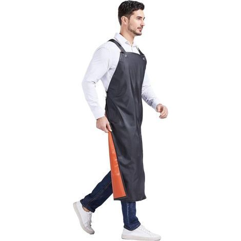 Tablier imperméable résistant réglable, tablier de travail en caoutchouc,noir (1/4)