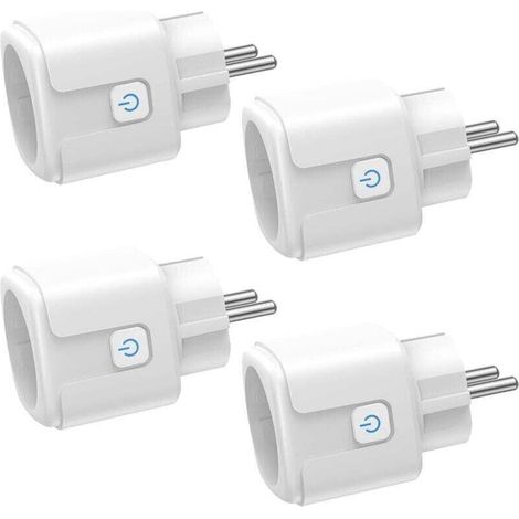 WiFi Smart Plug, 4-Pack, 16A 3680W, WiFi Plug with Energy Consumption Monitoring, Remote Control, Voice Control, Compatible with Alexa & Google - for France (1/4)