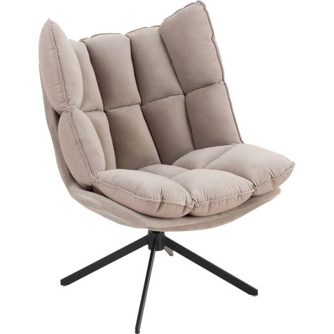 Chaise relax avec coussins confort sur structure métal gris clair - Beige clair et gris clair (1/5)