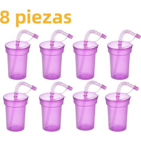 Ensemble d'eau (violet) de couleur néon avec couvercle et paille anti-fuite (1/5)