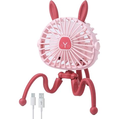 Ventilateur clip USB 3 vitesses pour poussette  Rotatif 360°, trépied flexible, antibruit (1/5)