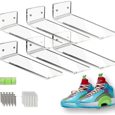 Schuhregal – Hängendes Schuhregal – Wandmontiertes Schuhregal – Schuhaufbewahrungsregal – Wandmontiertes Schuhregal – Universelles Modell – 6-teiliges Set – Inklusive Schrauben (1/5)