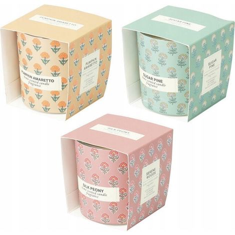 Vela aromática en vaso de cristal, 120 g, parafina, 3 aromas, 7 cm, 1 unidad.