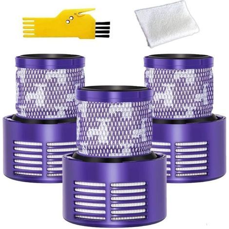 Filtres lavables pour aspirateur Dyson V10/V12 – Lot de 3 pièces avec brosse et chiffon inclus (1/4)