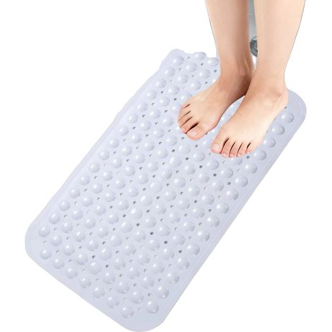 Tappetino da doccia antiscivolo, lavabile in lavatrice, 38x70 cm - bianco (1/2)