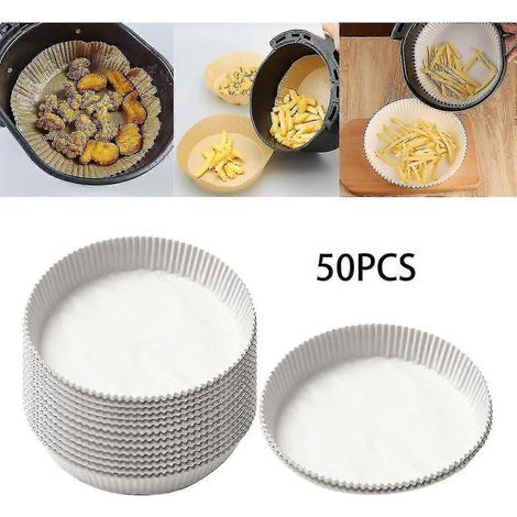 Plateau en papier spécial pour friteuse à air chaud, papier absorbant l'huile, support de cuisson, papier absorbant l'huile pour four, grand format, usage domestique (blanc) (50 pièces) (1/5)