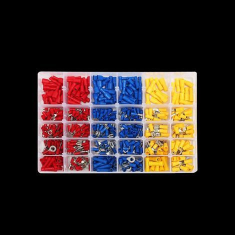 Lot de 480 cosses électriques – 30 types : rondes, plates, œillet – Cuivre étamé, isolant PVC – Pour câblage automobile et industriel - 480pcs
