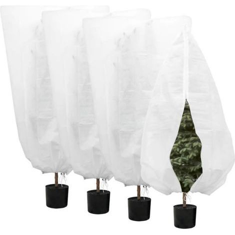 Plant Protection Covers - Set of 4 Winter Fleece Covers - 100 x 120 cm - Drawstring & Closure
