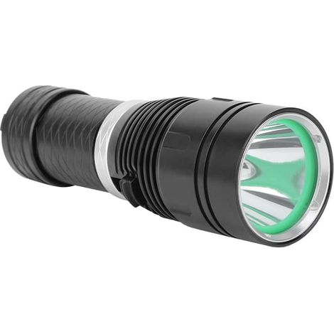 Lampe torche de plongée LED L2 en aluminium noir, intensité variable, étanche, idéale pour le camping. (1/5)